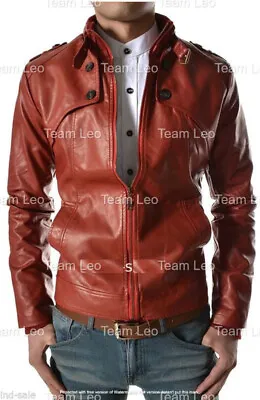 Sexy Handsome Men's Slim Autumn Top Designed Sexy Real Leather Short Jacket Coat • $125.77