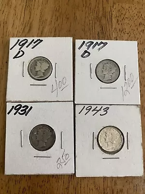 Lot Of 4 Silver Mercury Dimes 90% Silver • $2.25