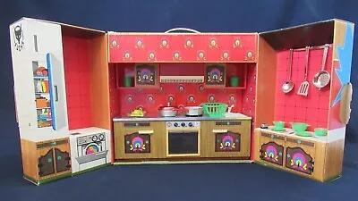 Vintage TOY KITCHEN Martin Fuchs Zirndorf German Tin Cardboard Meine Traum Kuche • $79.95