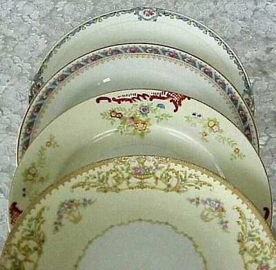 Vintage Mismatched China Dessert Plates (4) Gold Bands Floral 7  To 7 1/2   • $15.99