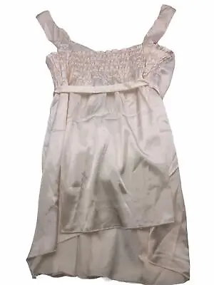 Que Sera Maternity Ladies Silk Cocktail Fancy Party Dress Off White Size 14 EU42 • £15.99