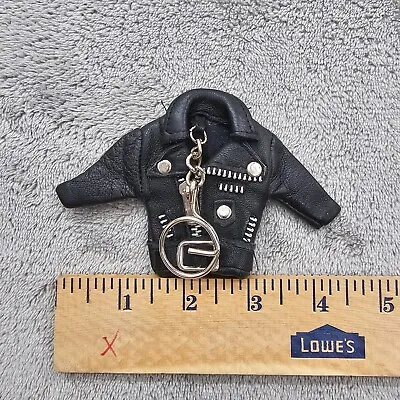 Mini Black Leather Jacket Keychain W/ring Moto Style Zippers Motorcycle Biker • $14.97