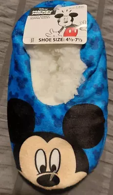 New Fuzzy Babba Toddler Boy Slipper Socks 2T-3T Disney Mickey Mouse -4623 • $8.24