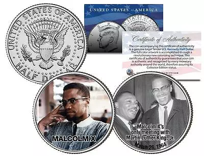 MALCOLM X Colorized JFK Half Dollar US 2-Coin Set Martin Luther King Jr Meeting • $12.95