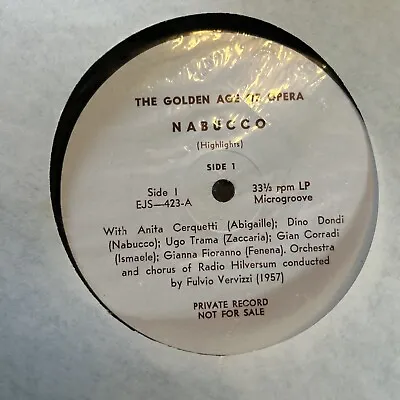 Nabucco Ejs 423 The Golden Age Of Opera Private Rare Vtg #46 • $36