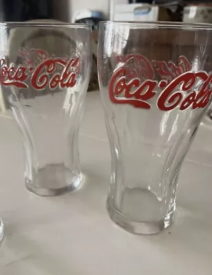 Vintage Retro Coca-cola Glasses X 2 Red Raised Lettering • £4