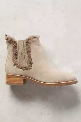 Anthropologie Trimmed Chelsea Boots By Miss Albrighrt Taupe Suede Size 9/40 • $100