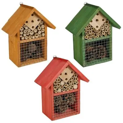 Wooden Insect Bug Hotel House Outdoor Garden Natural Shelter Bees Flies Ladybird • £3.49