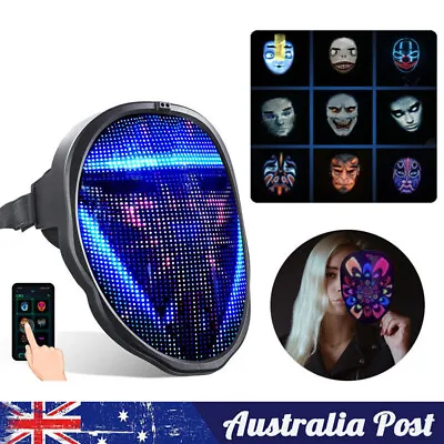 App Control LED Full Face Guard Party Club Nightclub Prop Full Face Shield Mask • $95.88