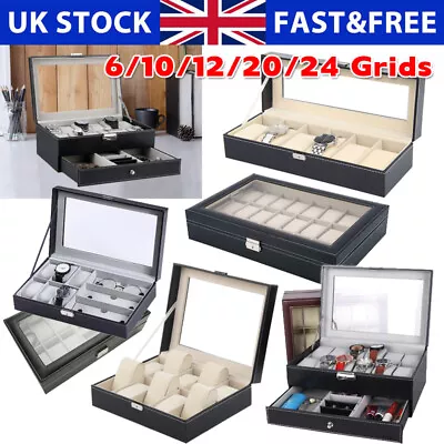 £9.95 • Buy Watch Storage Case 6 12 20 24 Grids Display Box Jewelry Organizer Holder Leather