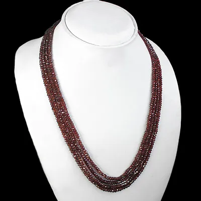 Genuine Unique 275.00 Cts Natural Faceted Red Garnet 4 Strand Necklace (dg) • $22.67