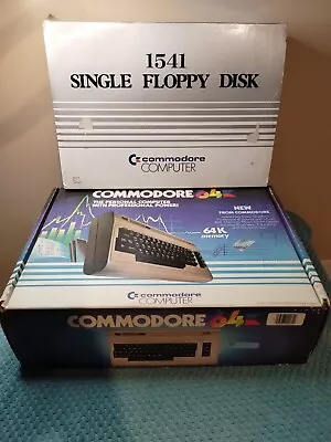 Commodore 64 Computer With 1541 Floppy Drive And Boxes - C64 With Power Supply • $300