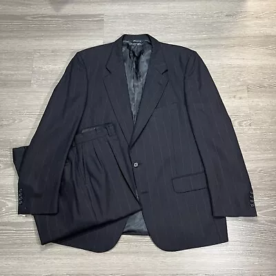 Burberry Suit Men 46R Vintage Y2K Medium Weight Blue Wool 38X30 Pleated Trouser • $134.99