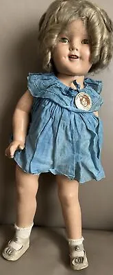 18” Antique Ideal Compo Shirley Temple Doll 1930’s All Original Blue Dress • $425
