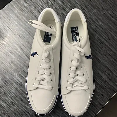 NEW Polo Ralph Lauren Brisbane Oxford Shoes Sneakers Men's Size 14 White Canvas. • $30