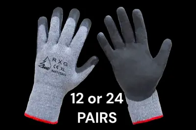 LATEX COATED Work Gloves Safety PPE Rubber Builder Garden CHEAPEST • £9.90