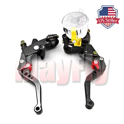 7/8'' CNC Universal Motorcycle Brake Clutch Master Cylinder Reservoir Lever Set • $36.21