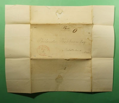 $5 • Buy DR WHO 1830 ABINGTON MA RED CANCEL STAMPLESS F/L PAID 6C I62192