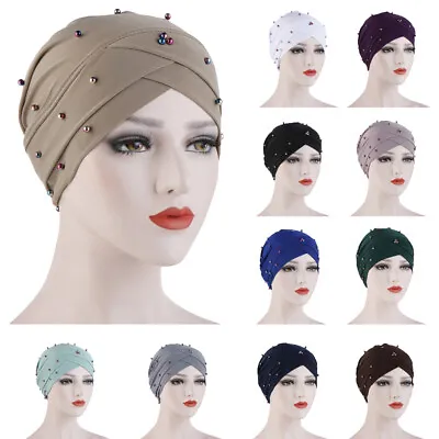 Women Beanie Hair Loss Scarf Cancer Chemo Cap Muslim Turban Hat Hijab Head Wrap • $6.64