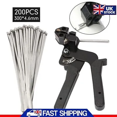 Stainless Steel Metal Cable Zip Tie Fasten Gun Pliers Crimper Tensioner Tools UK • £21.37