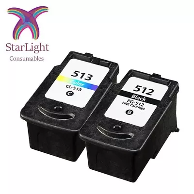 Set Of 2 Ink Cartridge PG-512 CL-513 For Canon IP2700 IP2702 MP230 MP280 MX320 • £26.50