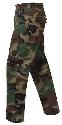 Woodland Camo Rip-Stop Cotton BDU Cargo Pants - Mens Military Camouflage Pants • $39.99