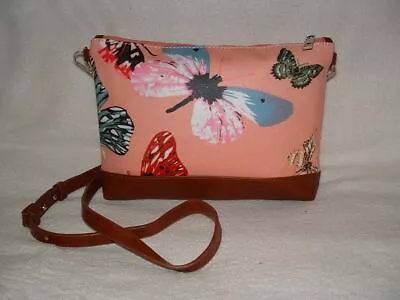 £7.99 • Buy Butterfly Print Bag Coated Canvas Shoulder / Messenger Bag Across Body Pink