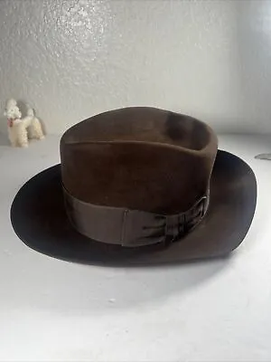 Stetson  Temple  Indiana Jones Fedora Size 7 1/4 Damage Under The Hat Preowned • $99