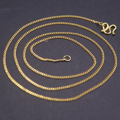 999 Pure 24K Yellow Gold Necklace For Women 1mm Solid Curb Link Chain 17.3inch  • $728.56