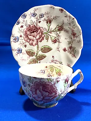 Vintage Johnson Brothers Rose Chintz Tea Cup And Saucer Made In England • $16