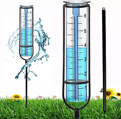 Black Rain Gauge Glass Rain Gauge Outdoor Rain Gauges For Yard With Stake • $14.48