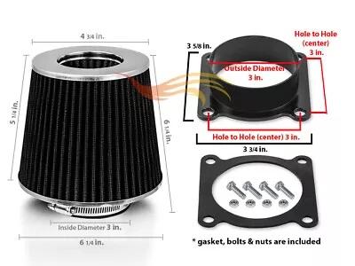 BLACK Cone Dry Filter + AIR INTAKE MAF Adapter Kit Fit For 00-06 Maxima I30 I35 • $19.79