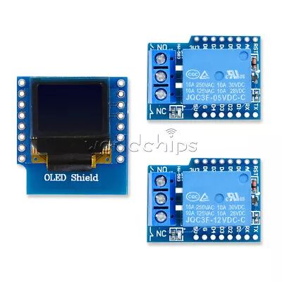 WeMos D1 Mini 5/12V 1CH Relay Shield 0.66 Inch OLED I2C For ESP8266 WiFi Arduino • $1.57