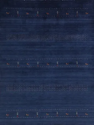 $364 • Buy Navy Blue Wool Tribal Gabbeh Living Room Rug 8'x10' Hand-knotted Oriental Carpet