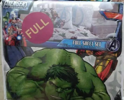 Marvel Avengers Full Size Sheet Set Hulk Captain America Iron Man Thor  NIP • $29.95