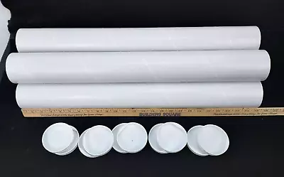 Uline White Mailing Tubes 3x24  S-911 With End Caps .070 Thick Lot Of 5 • $12.88