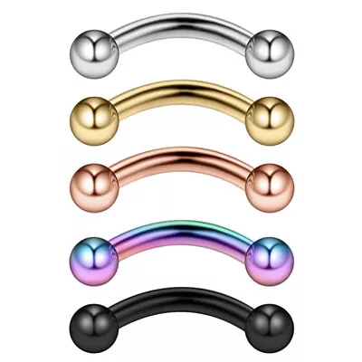 1-5pcs 14g Surgical Steel Curved Eyebrow Belly Lip Bar Ring Barbell Piercing • $3.30