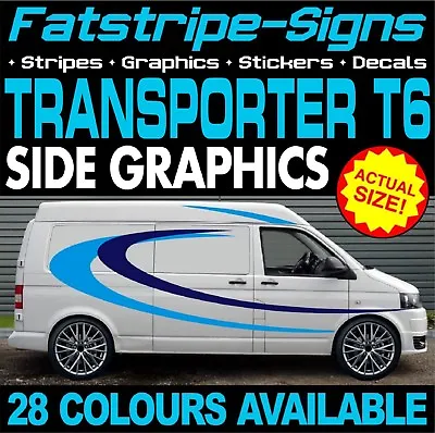 To Fit VW TRANSPORTER T6 GRAPHICS STRIPES STICKERS DECALS DAY VAN CAMPER SWB LWB • £109.99