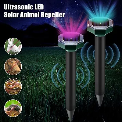 Solar Ultrasonic Animal Repellers Mouse Gopher Repellents W/Multicolor LED Light • $14.95