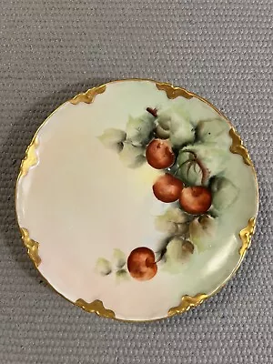 Antique Habsburg-China M.Z. Austria Cherries Hand Painted Gilded Accent 6 Inches • $39.50