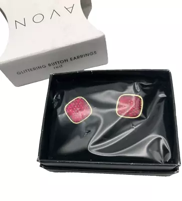 Avon Nos New Old Stock Glittering Buttons Red Stud Pierced Earrings • $3