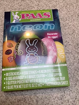 Neon Egg Decorating Kit For 36 Eggs Includes 6 Neon Dye Tablets90 Stickers Paas • £1.51