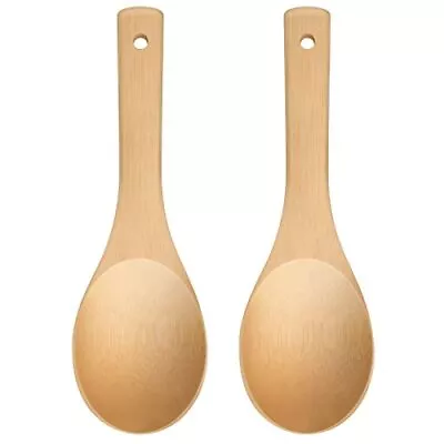 LorisArm Bamboo Rice Paddle 2pcs Wooden Spoons Serving Utensil Wood Rice Scooper • $13.99