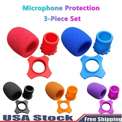 Wireless Microphone Protective Kit Foam Mic Cover Anti-Slip Anti-Rolling Ring US • $8.63