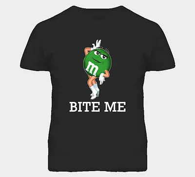 Green MM Chocolate Sexy Bite Me Funny Candy Black T Shirt • $19.99