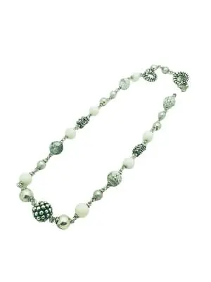 Michael Dawkins Sterling Silver & Pearl White Quartz Beaded Link Necklace 20  • $112.49