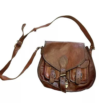 Vintage Firu Handmade Brown Leather Satchel Crossbody Bag *READ • $20