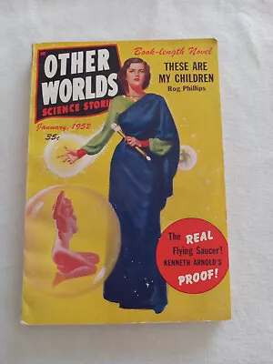 Other Worlds Science Stories UFO Flying Saucer Kenneth Arnold January 1952 • $19.95