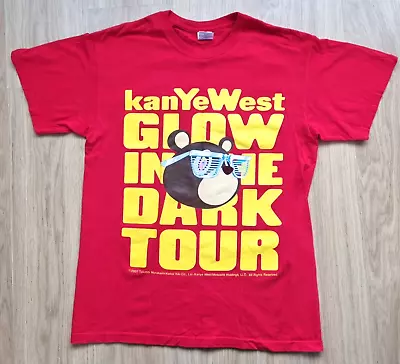 Kanye West Tour T-shirt Glow In The Dark Tour 2007 Medium Red Gildan • £40