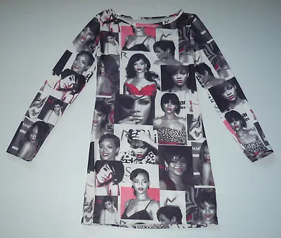 Rihanna Comic Multicolor Vibrant Long Sleeve Dress Polyester Blend Size Small • $19.99